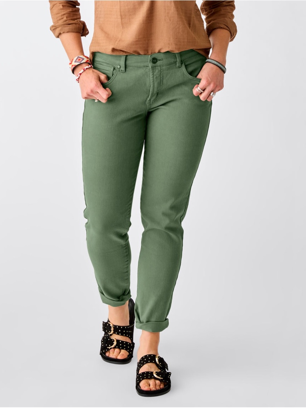Carve Designs Carson Jeans Pants Mid Rise Relaxed Slim Boyfriend Size 10 Green